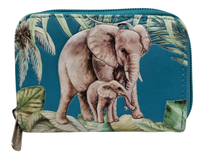 ELEPHANT JUNGLE TEAL COIN PURSE