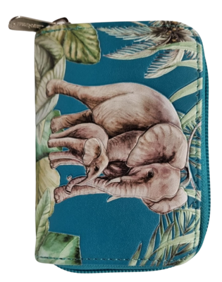 ELEPHANT JUNGLE TEAL COIN PURSE
