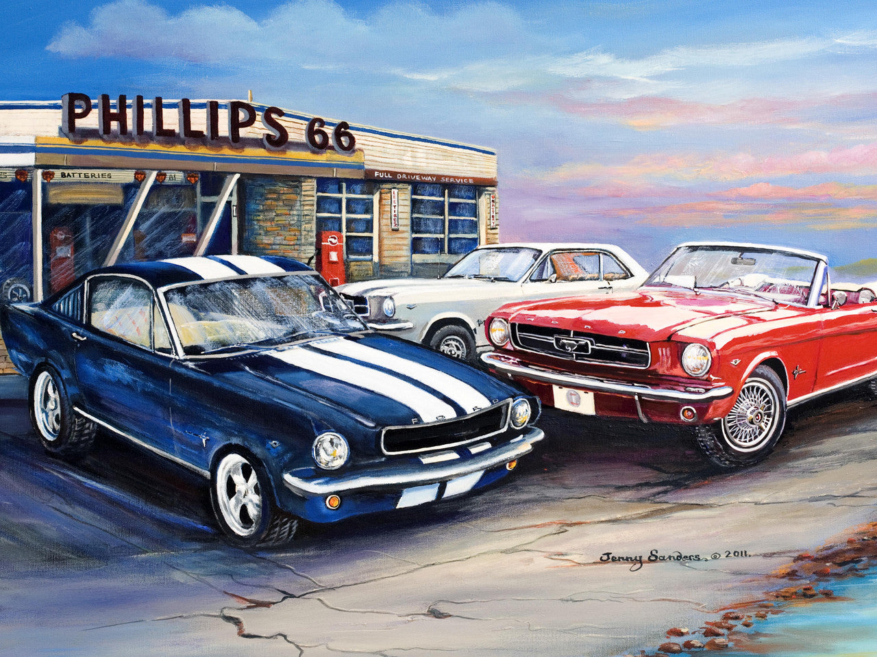 THREE MUSTANGS TIN SIGN 30cm x 40cm