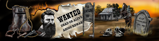 NED KELLY WANTED D/A BAR RUNNER
