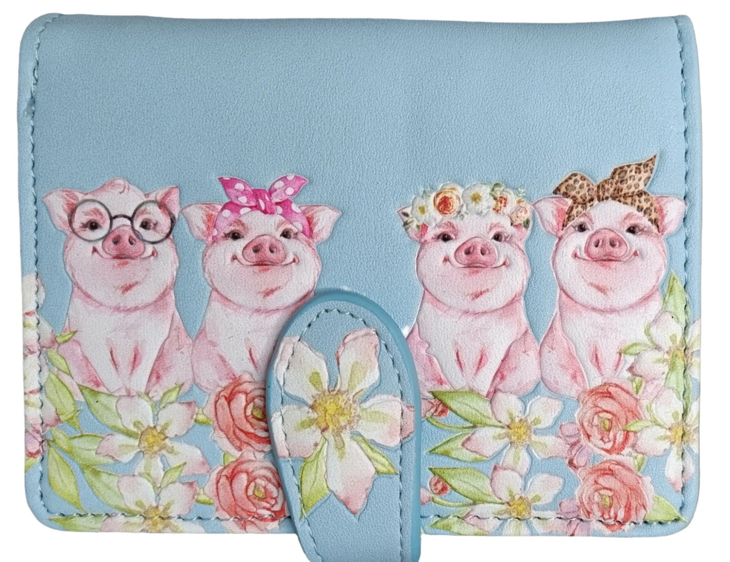 PIGGIES AT THE MARKET BLUE SML WALLET
