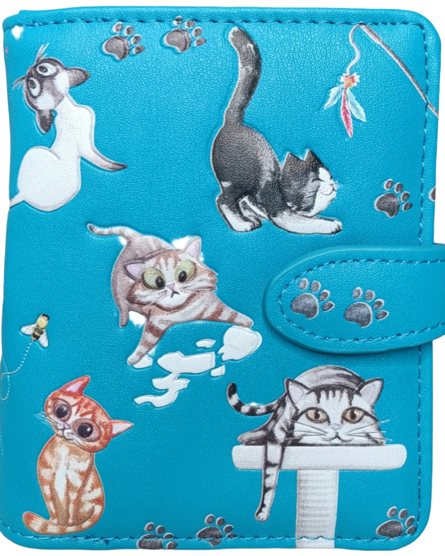 PLAYFUL CATS AQUA SML WALLET