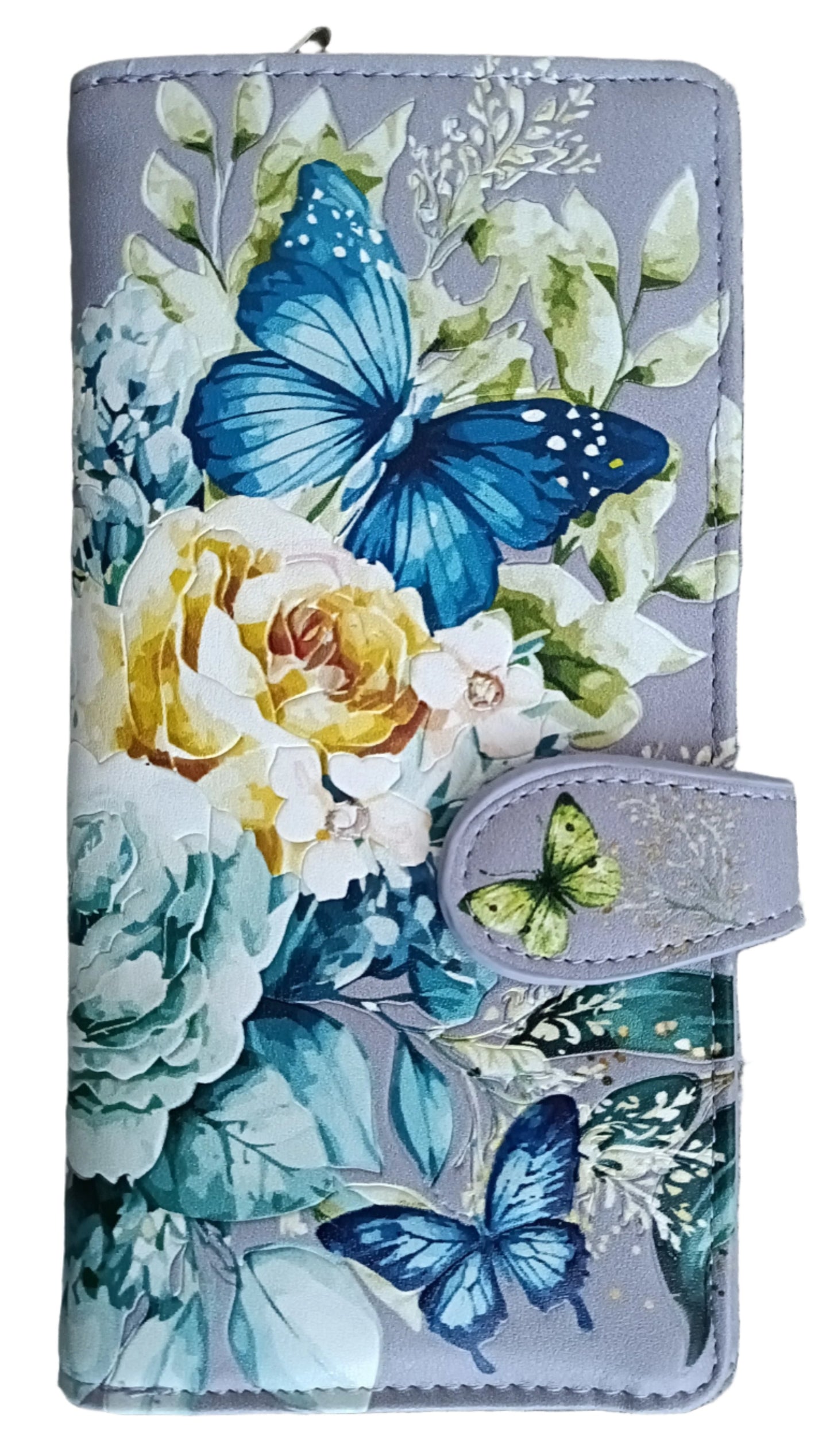 FLORAL BUTTERFLY PURPLE WALLET LGE