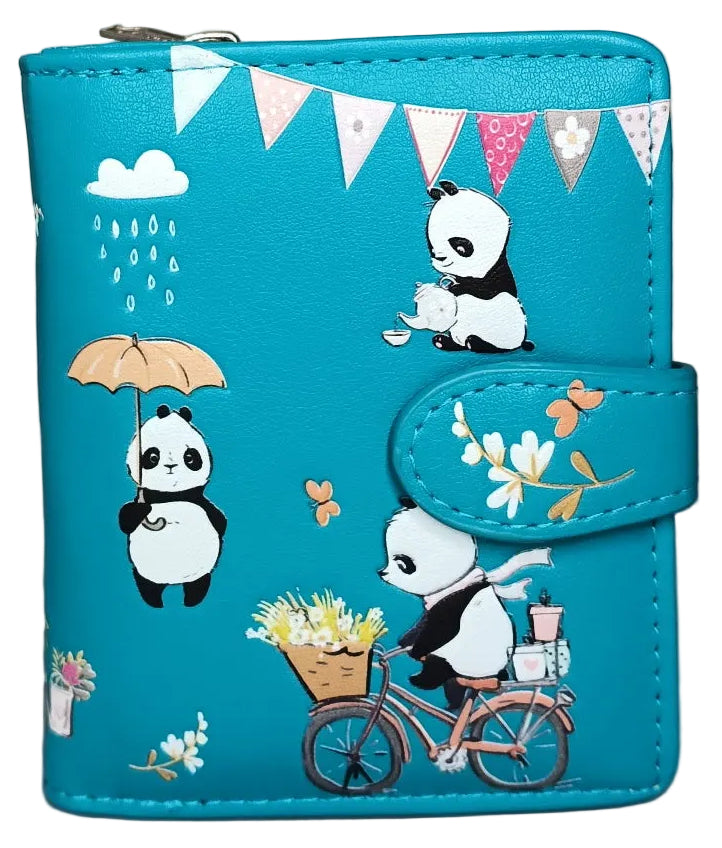 PANDA MANIA SMALL LADIES WALLET TEAL