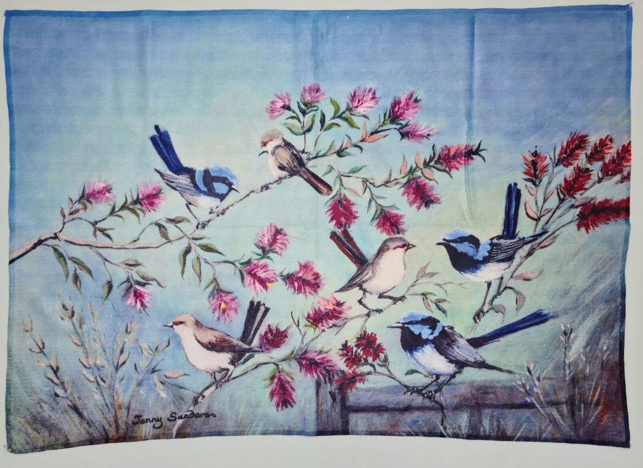 BLUE WREN TEA TOWEL 70CMX 50CM
