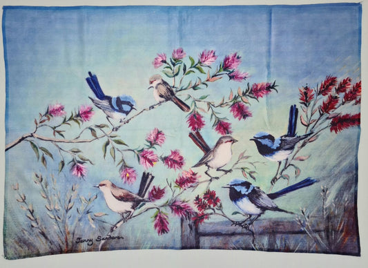 BLUE WREN TEA TOWEL 70CMX 50CM