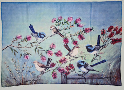 BLUE WREN TEA TOWEL 70CMX 50CM