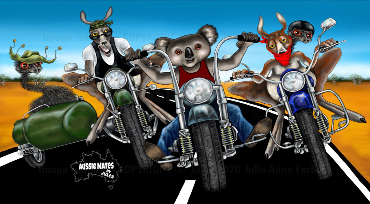 AUSSIE KING OF THE ROAD MOTOR BIKES STUBBY COOLER