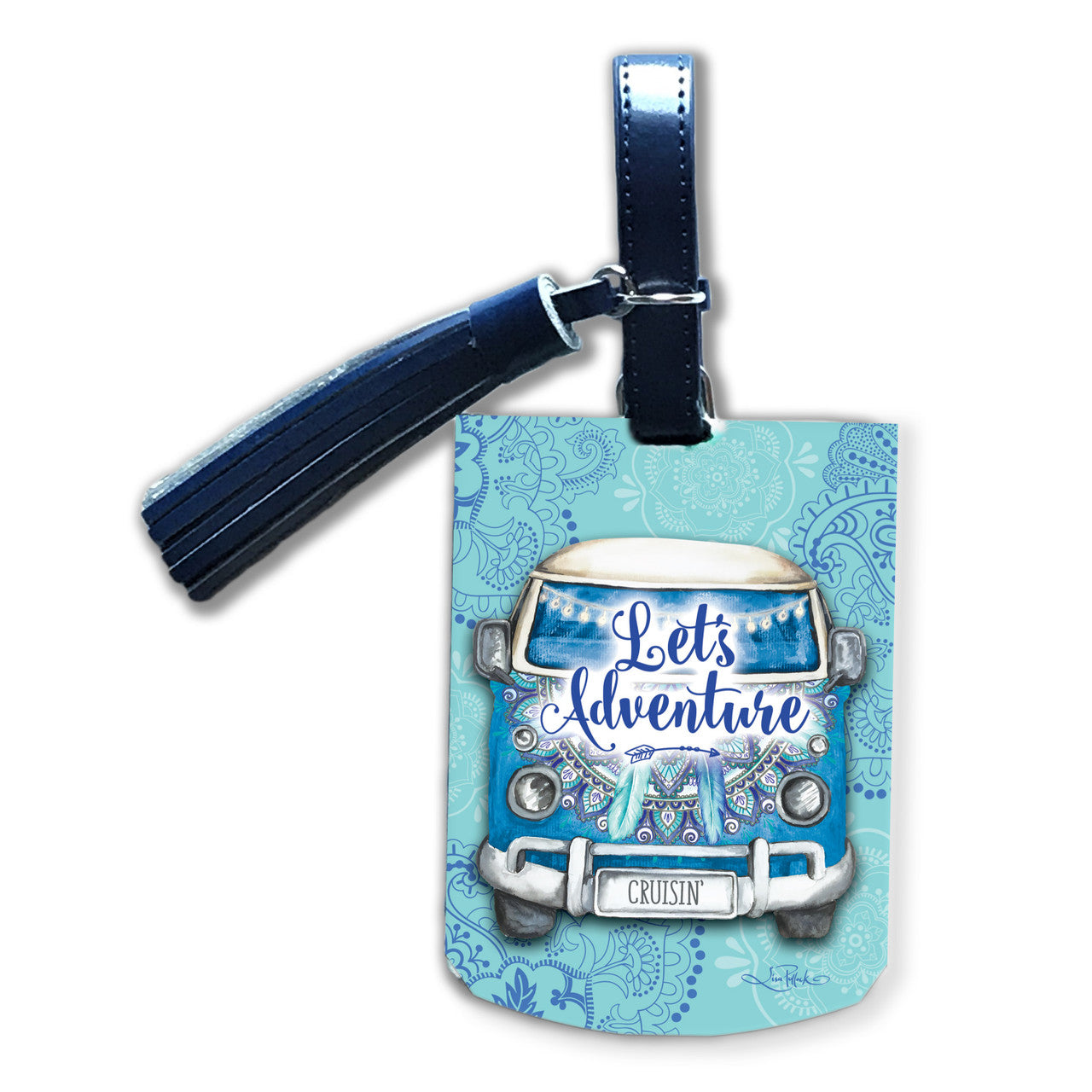 LISA POLLOCK BLUE KOMBI ADVENTURE LUGGAGE TAG