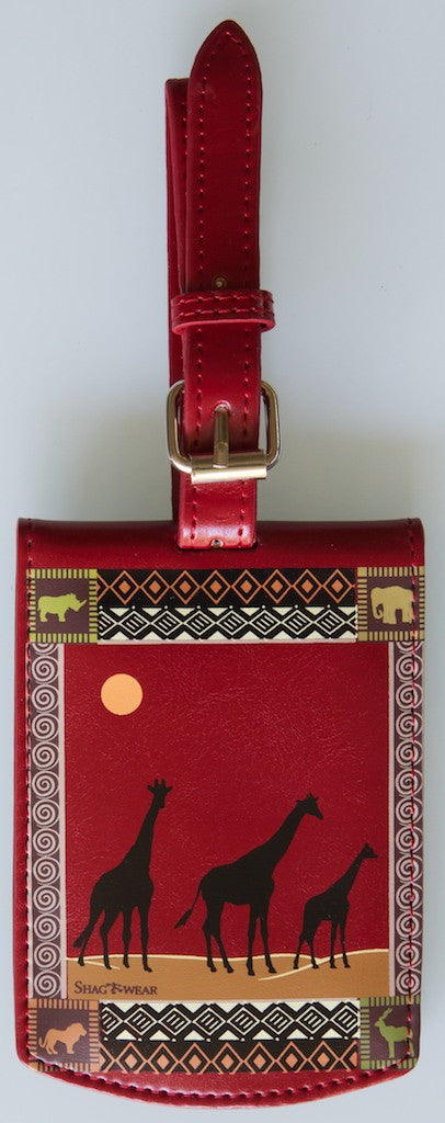 SHAGWEAR AFRICAN SAFARI RED LUGGAGE TAG
