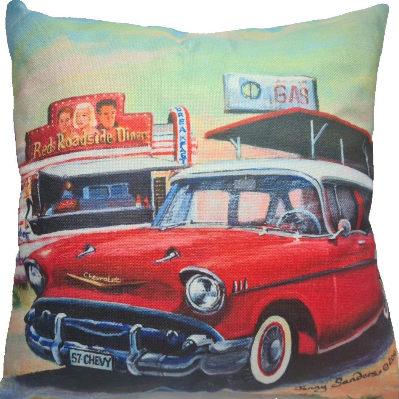 RED CHEVY CUSHION+INSERT 45CM X 45CM