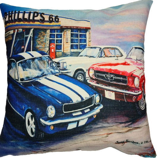 3 MUSTANGS  CUSHION COVER + INSERT 45cm x 45