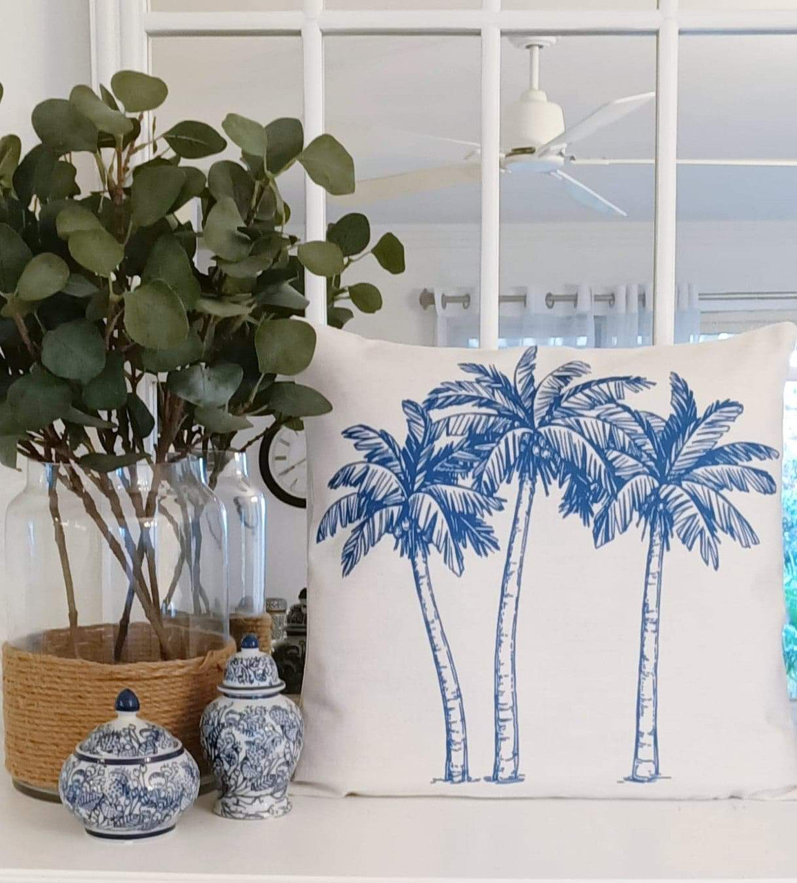 HAMPTONS PALM PRINT + INSERT 45CM X 45CM