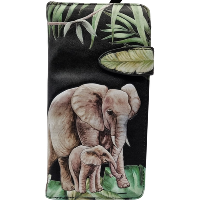 ELEPHANT BLK JUNGLE LGE ZIPPER WALLET