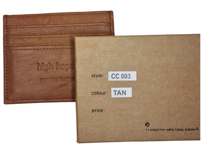 LEATHER CREDIT CARD CASE  TAN