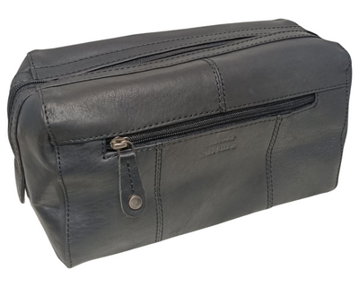 LEATHER TOILETRY BAG BLK