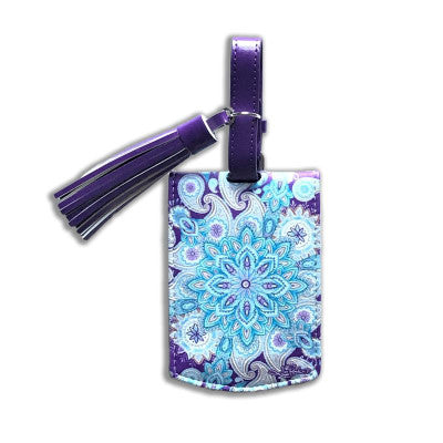 LISA POLLOCK GODDESS MANDALA PURPLE LUGGAGE TAG