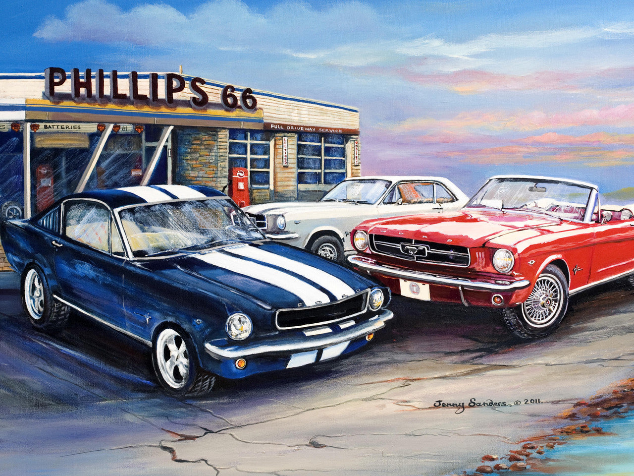 THREE MUSTANGS TIN SIGN  30cm x 40cm