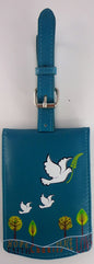 SHAGWEAR PEACE LOVE TEAL LUGGAGE TAG