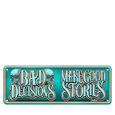 BAD DECISIONS TEAL NUMBER PLATE