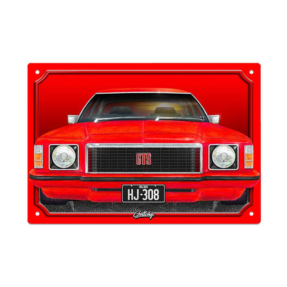 RED GTS MONARO TIN SIGN 20X30CM