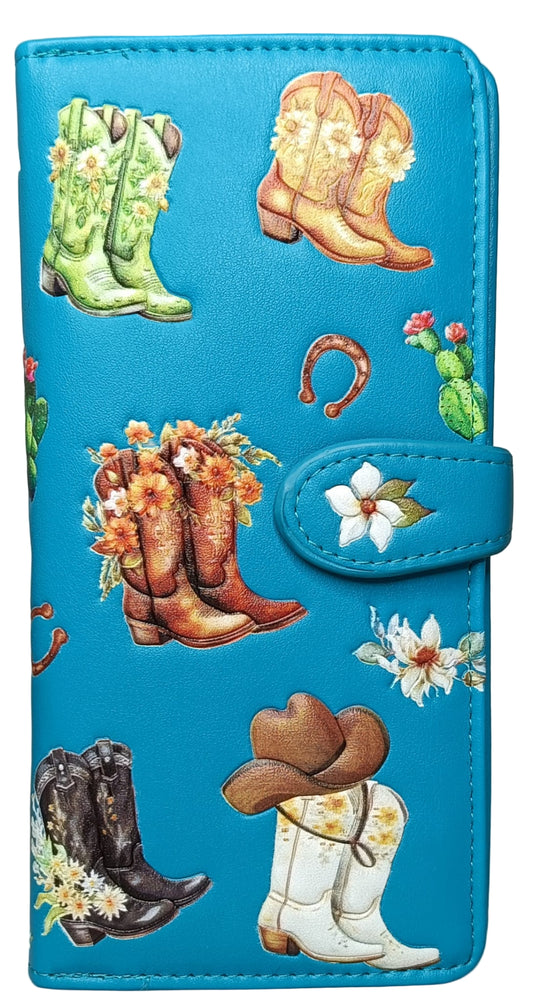 COW GIRL BOOTS LARGE ZIP WALLET
