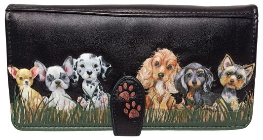 PUPPY LOVE LARGE ZIP WALLET BLK
