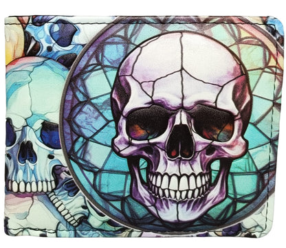 STAINED GLASS SKULL MENS WALLET