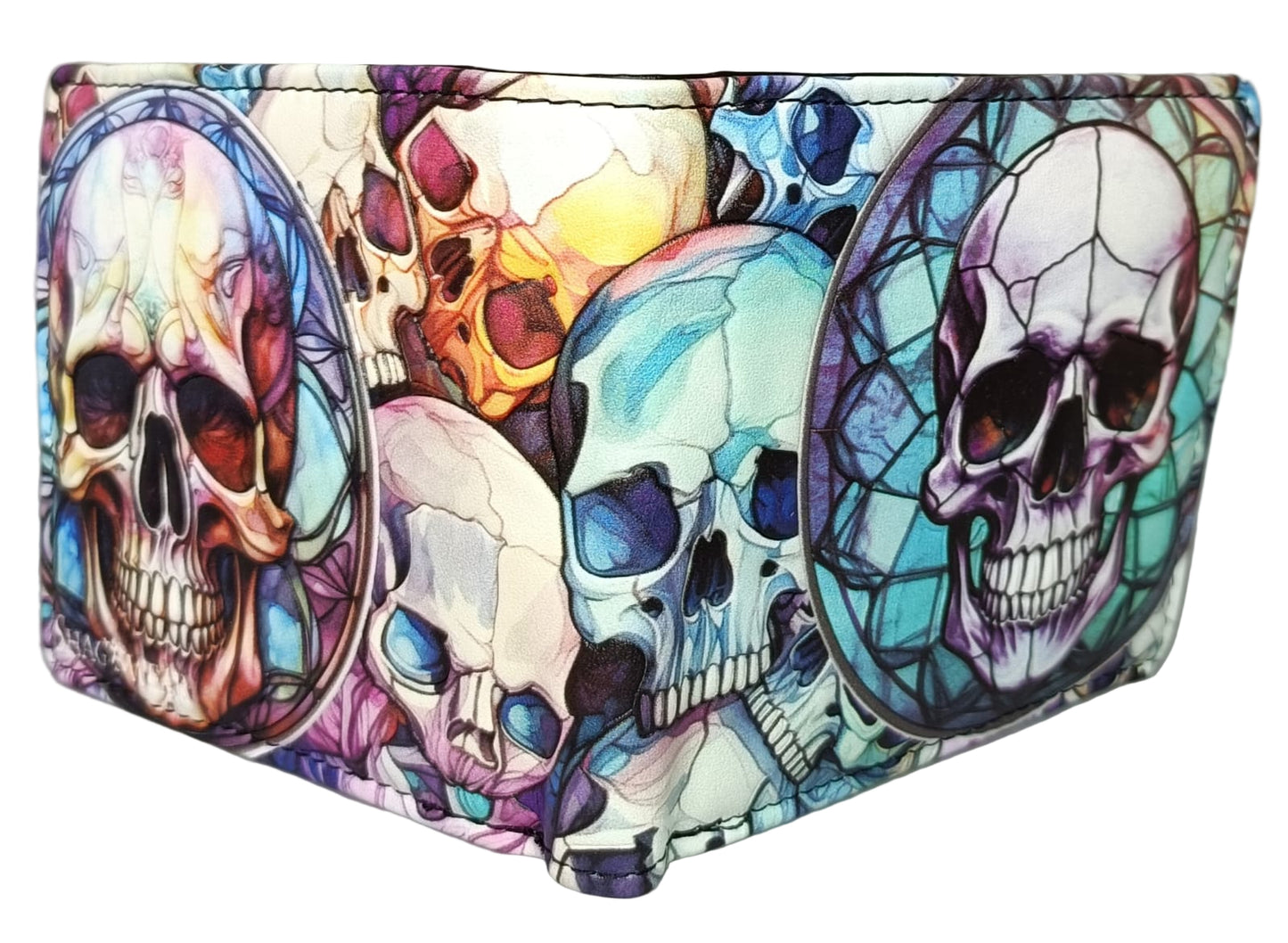 STAINED GLASS SKULL MENS WALLET