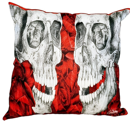 RED SKULL CUSHION +INSERT 45CM X 45CM