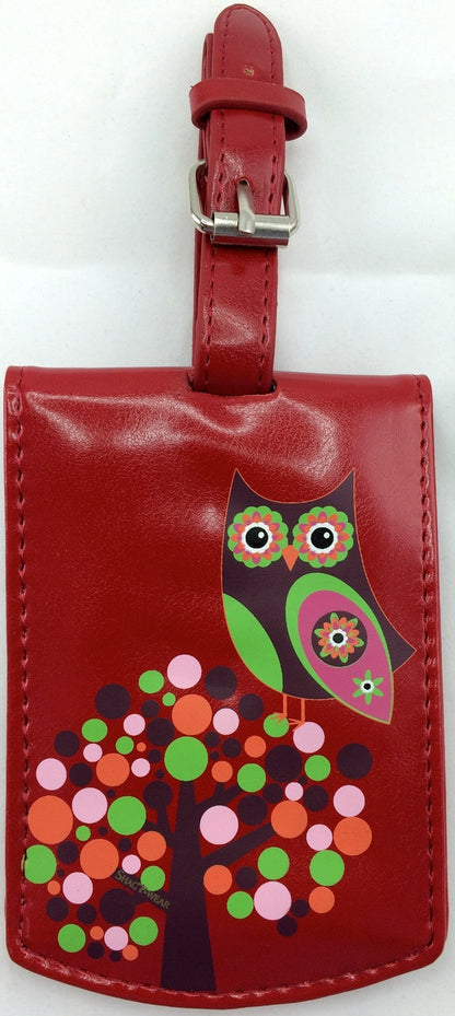 SHAGWEAR LUGGAGE TAG RETRO OWL RED