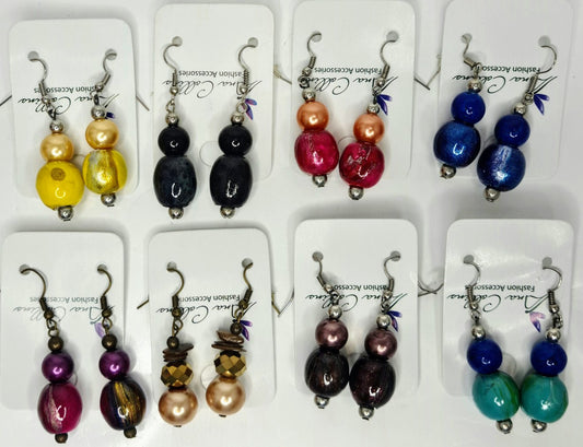 ASSORTED 8 PC PAPAYA BALL EAR RINGS