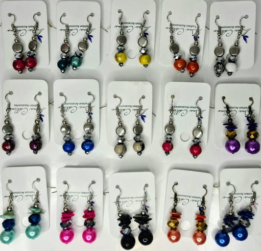 ASSORTED 15PC CRYSTAL PEARL EAR RINGS