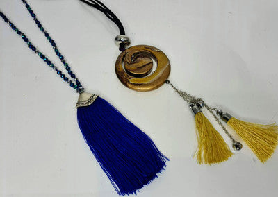 SWIRL AND TASSEL NECKLACE 10PCE PACK