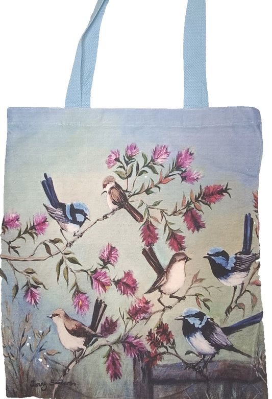 BLUE WREN SHOPPING TOTE