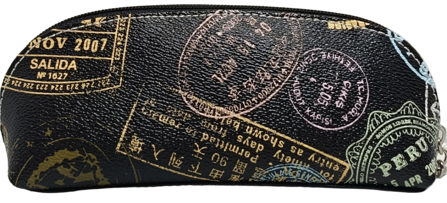 PASSPORT PRINT EYEGLASS CASE -COSMETIC