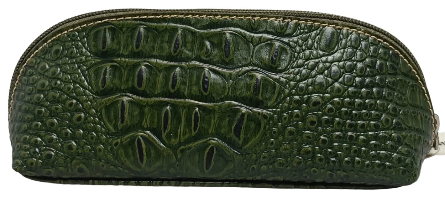 CROC PRINT GRN EYEGLASS CASE -COSMETIC