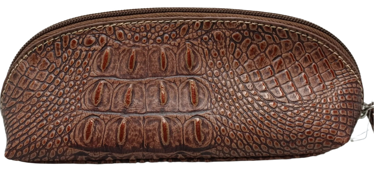 CROC PRINT BRN EYEGLASS CASE -COSMETIC