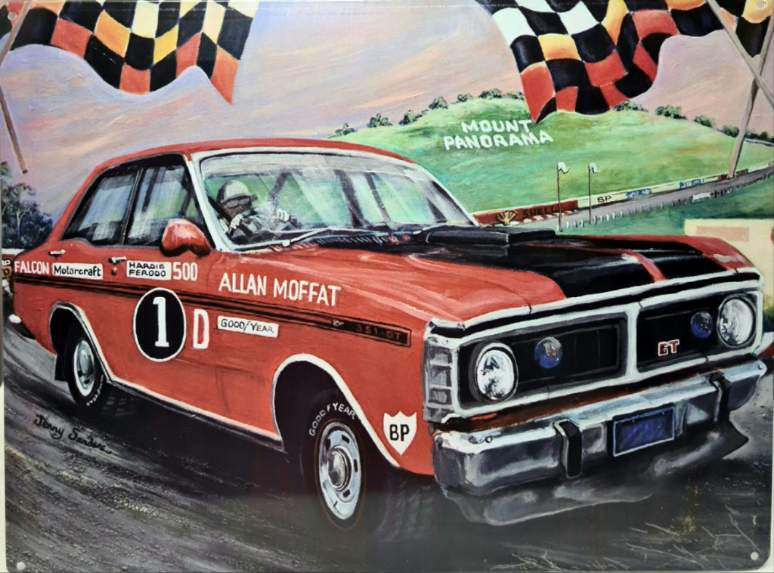 GT FALCON ALAN MOFFAT TIN SIGN 30CMX 40CM