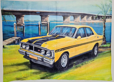 YELLOW GT FALCON TEA TOWEL 70X50CM