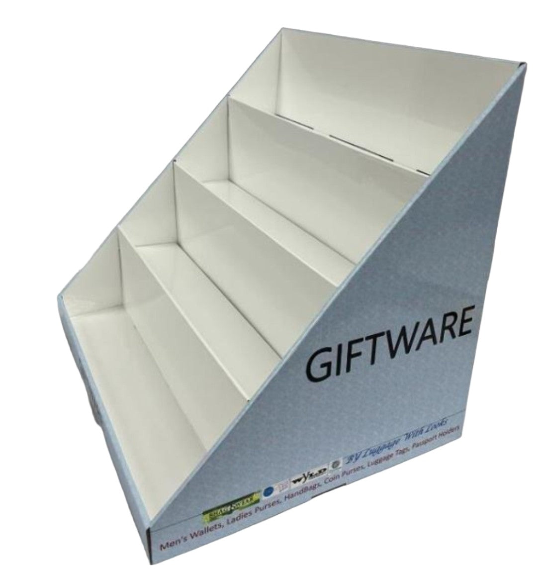 Cardboard 4 tier/ 16 wallet display stand white