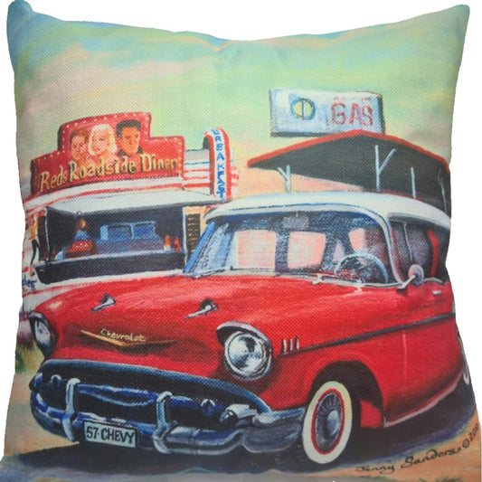 RED CHEVY CUSHION+INSERT 45CM X 45CM