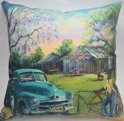 GREEN FJ ON THE FARM CUSHION +INSERT 45CM X45CM