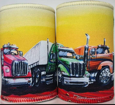 3 TRUCKS RED/RGN/ORNG STUBBY COOLER