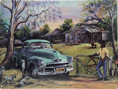 FJ ON THE FARM TIN SIGN 40X30CM