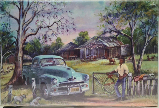 GREEN FJ ON THE FARM CANVAS PRINT 20CM X 30CM